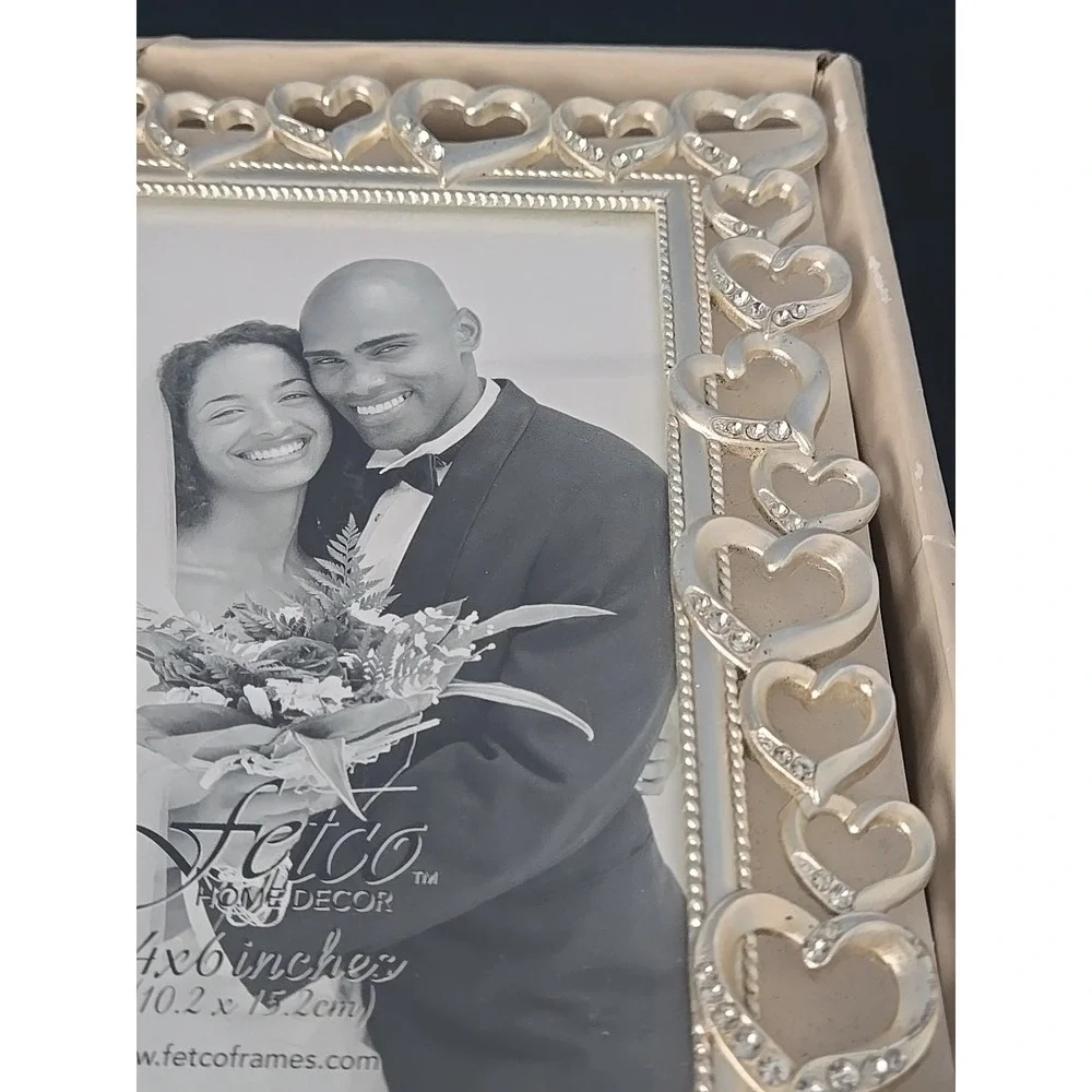 Fetco Silver Picture Frame Hearts And Crystals 8